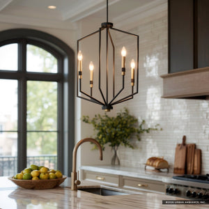 Urban Ambiance - Chandelier - UKC20266 Modern Indoor Chandelier, 27.75''H x 19''W x 19''Dep, Black Finish, Brookhaven Collection - 