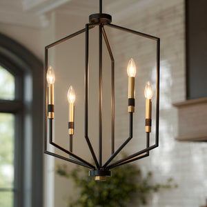 Urban Ambiance - Chandelier - UKC20266 Modern Indoor Chandelier, 27.75''H x 19''W x 19''Dep, Black Finish, Brookhaven Collection - 