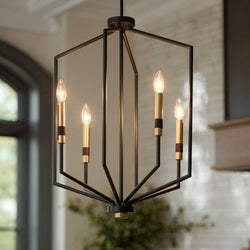 Urban Ambiance - Chandelier - UKC20266 Modern Indoor Chandelier, 27.75''H x 19''W x 19''Dep, Black Finish, Brookhaven Collection - 