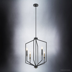 Urban Ambiance - Chandelier - UKC20266 Modern Indoor Chandelier, 27.75''H x 19''W x 19''Dep, Black Finish, Brookhaven Collection - 