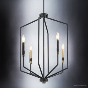 Urban Ambiance - Chandelier - UKC20266 Modern Indoor Chandelier, 27.75''H x 19''W x 19''Dep, Black Finish, Brookhaven Collection - 
