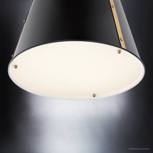 Urban Ambiance - Pendant - UKC20300 Industrial Indoor Pendant, 17''H x 13''W x 13''Dep, Black Finish, Crestwood Collection - 