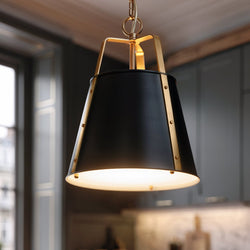 Urban Ambiance - Pendant - UKC20300 Industrial Indoor Pendant, 17''H x 13''W x 13''Dep, Black Finish, Crestwood Collection - 