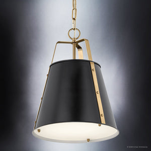 Urban Ambiance - Pendant - UKC20300 Industrial Indoor Pendant, 17''H x 13''W x 13''Dep, Black Finish, Crestwood Collection - 