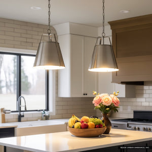 Urban Ambiance - Pendant - UKC20301 Industrial Indoor Pendant, 17''H x 13''W x 13''Dep, Classic Pewter Finish, Crestwood Collection - 