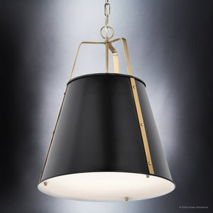Urban Ambiance - Pendant - UKC20305 Industrial Indoor Pendant, 22.5''H x 18''W x 18''Dep, Black Finish, Crestwood Collection - 