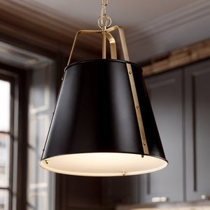 Urban Ambiance - Pendant - UKC20305 Industrial Indoor Pendant, 22.5''H x 18''W x 18''Dep, Black Finish, Crestwood Collection - 