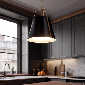 Urban Ambiance - Pendant - UKC20305 Industrial Indoor Pendant, 22.5''H x 18''W x 18''Dep, Black Finish, Crestwood Collection - 