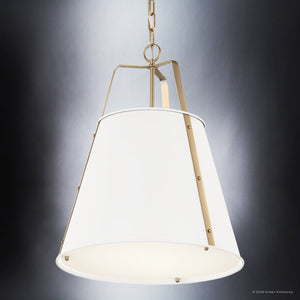Urban Ambiance - Pendant - UKC20308 Industrial Indoor Pendant, 22.5''H x 18''W x 18''Dep, White Finish, Crestwood Collection - 