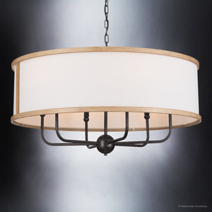Urban Ambiance - Chandelier - UKC20323 Transitional Indoor Chandelier, 17''H x 30.5''W x 30.5''Dep, Anvil Iron Finish, Evermont Collection - 