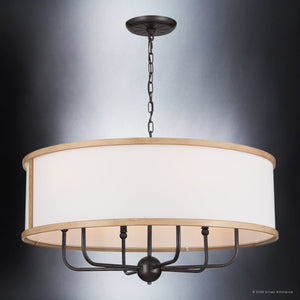 Urban Ambiance - Chandelier - UKC20323 Transitional Indoor Chandelier, 17''H x 30.5''W x 30.5''Dep, Anvil Iron Finish, Evermont Collection - 