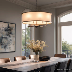 Urban Ambiance - Chandelier - UKC20323 Transitional Indoor Chandelier, 17''H x 30.5''W x 30.5''Dep, Anvil Iron Finish, Evermont Collection - 