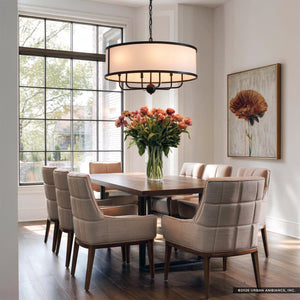 Urban Ambiance - Chandelier - UKC20324 Transitional Indoor Chandelier, 17''H x 30.5''W x 30.5''Dep, Textured Black Finish, Evermont Collection - 