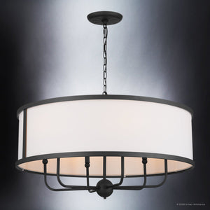 Urban Ambiance - Chandelier - UKC20324 Transitional Indoor Chandelier, 17''H x 30.5''W x 30.5''Dep, Textured Black Finish, Evermont Collection - 