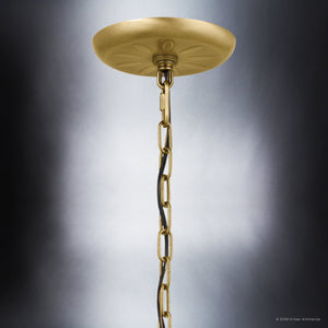 Urban Ambiance - Chandelier - UKC20325 Transitional Indoor Chandelier, 17''H x 30.5''W x 30.5''Dep, Natural Brass Finish, Evermont Collection - 
