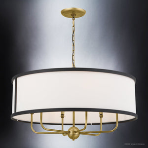Urban Ambiance - Chandelier - UKC20325 Transitional Indoor Chandelier, 17''H x 30.5''W x 30.5''Dep, Natural Brass Finish, Evermont Collection - 