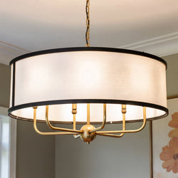 Urban Ambiance - Chandelier - UKC20325 Transitional Indoor Chandelier, 17''H x 30.5''W x 30.5''Dep, Natural Brass Finish, Evermont Collection - 