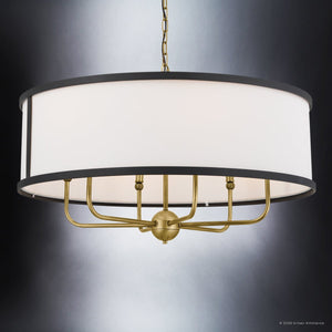 Urban Ambiance - Chandelier - UKC20325 Transitional Indoor Chandelier, 17''H x 30.5''W x 30.5''Dep, Natural Brass Finish, Evermont Collection - 