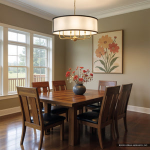 Urban Ambiance - Chandelier - UKC20325 Transitional Indoor Chandelier, 17''H x 30.5''W x 30.5''Dep, Natural Brass Finish, Evermont Collection - 