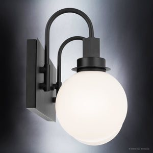 Urban Ambiance - Bath Light - UKC20333 Art Deco Indoor Bath Light, 10.25''H x 14.25''W x 7.5''Dep, Black Finish, Stoneleigh Collection - 