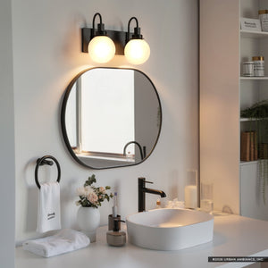 Urban Ambiance - Bath Light - UKC20333 Art Deco Indoor Bath Light, 10.25''H x 14.25''W x 7.5''Dep, Black Finish, Stoneleigh Collection - 