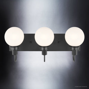 Urban Ambiance - Bath Light - UKC20336 Art Deco Indoor Bath Light, 10.25''H x 22.75''W x 7.5''Dep, Black Finish, Stoneleigh Collection - 