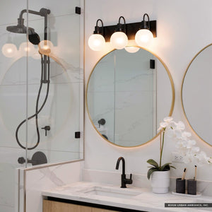 Urban Ambiance - Bath Light - UKC20336 Art Deco Indoor Bath Light, 10.25''H x 22.75''W x 7.5''Dep, Black Finish, Stoneleigh Collection - 