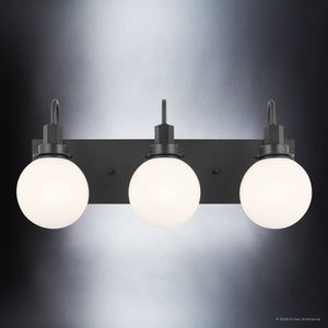 Urban Ambiance - Bath Light - UKC20336 Art Deco Indoor Bath Light, 10.25''H x 22.75''W x 7.5''Dep, Black Finish, Stoneleigh Collection - 