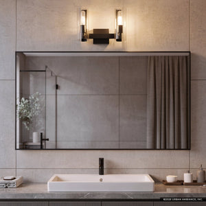 Urban Ambiance - Bath Light - UKC20344 Contemporary Indoor Bath Light, 9.75''H x 13.75''W x 5''Dep, Black Finish, Rivendale Collection - 