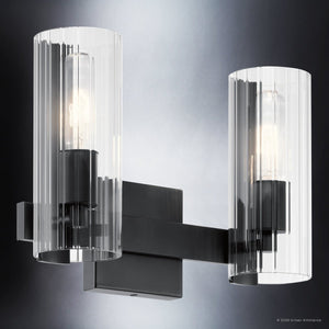 Urban Ambiance - Bath Light - UKC20344 Contemporary Indoor Bath Light, 9.75''H x 13.75''W x 5''Dep, Black Finish, Rivendale Collection - 