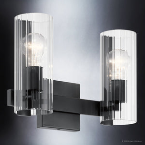Urban Ambiance - Bath Light - UKC20344 Contemporary Indoor Bath Light, 9.75''H x 13.75''W x 5''Dep, Black Finish, Rivendale Collection - 