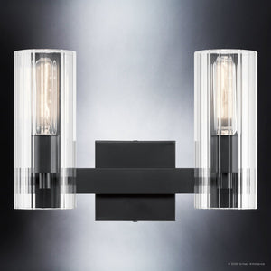 Urban Ambiance - Bath Light - UKC20344 Contemporary Indoor Bath Light, 9.75''H x 13.75''W x 5''Dep, Black Finish, Rivendale Collection - 