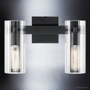 Urban Ambiance - Bath Light - UKC20344 Contemporary Indoor Bath Light, 9.75''H x 13.75''W x 5''Dep, Black Finish, Rivendale Collection - 