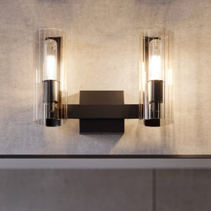Urban Ambiance - Bath Light - UKC20344 Contemporary Indoor Bath Light, 9.75''H x 13.75''W x 5''Dep, Black Finish, Rivendale Collection - 