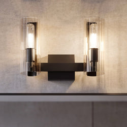 Urban Ambiance - Bath Light - UKC20344 Contemporary Indoor Bath Light, 9.75''H x 13.75''W x 5''Dep, Black Finish, Rivendale Collection - 