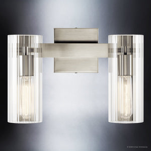 Urban Ambiance - Bath Light - UKC20346 Contemporary Indoor Bath Light, 9.75''H x 13.75''W x 5''Dep, Brushed Nickel Finish, Rivendale Collection - 