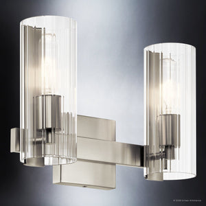Urban Ambiance - Bath Light - UKC20346 Contemporary Indoor Bath Light, 9.75''H x 13.75''W x 5''Dep, Brushed Nickel Finish, Rivendale Collection - 
