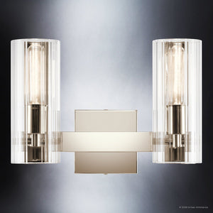 Urban Ambiance - Bath Light - UKC20347 Contemporary Indoor Bath Light, 9.75''H x 13.75''W x 5''Dep, Polished Nickel Finish, Rivendale Collection - 