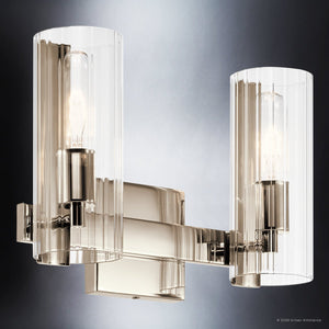 Urban Ambiance - Bath Light - UKC20347 Contemporary Indoor Bath Light, 9.75''H x 13.75''W x 5''Dep, Polished Nickel Finish, Rivendale Collection - 