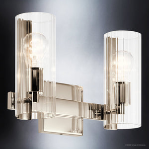 Urban Ambiance - Bath Light - UKC20347 Contemporary Indoor Bath Light, 9.75''H x 13.75''W x 5''Dep, Polished Nickel Finish, Rivendale Collection - 