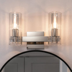Urban Ambiance - Bath Light - UKC20347 Contemporary Indoor Bath Light, 9.75''H x 13.75''W x 5''Dep, Polished Nickel Finish, Rivendale Collection - 