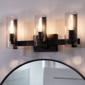 Urban Ambiance - Bath Light - UKC20348 Contemporary Indoor Bath Light, 9.75''H x 22.75''W x 5''Dep, Black Finish, Rivendale Collection - 