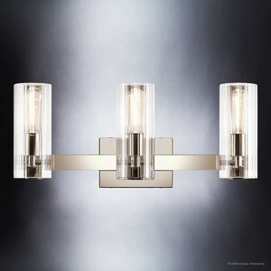 Urban Ambiance - Bath Light - UKC20351 Contemporary Indoor Bath Light, 9.75''H x 22.75''W x 5''Dep, Polished Nickel Finish, Rivendale Collection - 