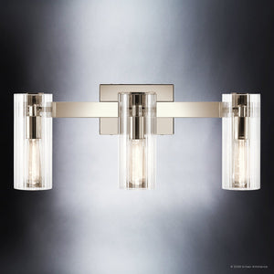 Urban Ambiance - Bath Light - UKC20351 Contemporary Indoor Bath Light, 9.75''H x 22.75''W x 5''Dep, Polished Nickel Finish, Rivendale Collection - 