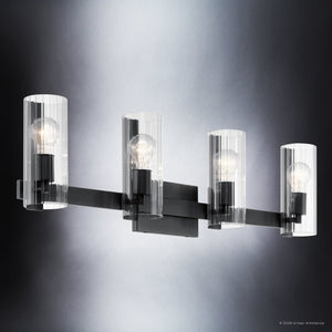 Urban Ambiance - Bath Light - UKC20352 Contemporary Indoor Bath Light, 9.75''H x 32''W x 5''Dep, Black Finish, Rivendale Collection - 