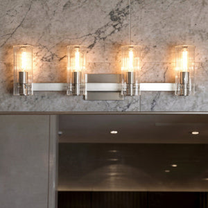 Urban Ambiance - Bath Light - UKC20354 Contemporary Indoor Bath Light, 9.75''H x 32''W x 5''Dep, Brushed Nickel Finish, Rivendale Collection - 