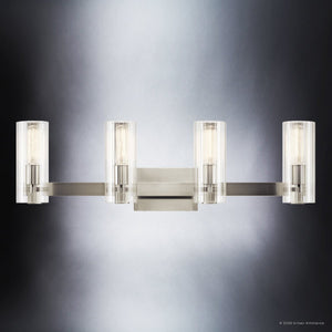 Urban Ambiance - Bath Light - UKC20354 Contemporary Indoor Bath Light, 9.75''H x 32''W x 5''Dep, Brushed Nickel Finish, Rivendale Collection - 
