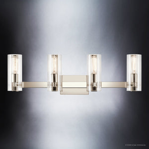 Urban Ambiance - Bath Light - UKC20355 Contemporary Indoor Bath Light, 9.75''H x 32''W x 5''Dep, Polished Nickel Finish, Rivendale Collection - 