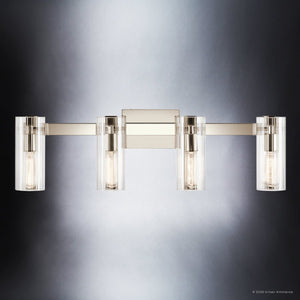 Urban Ambiance - Bath Light - UKC20355 Contemporary Indoor Bath Light, 9.75''H x 32''W x 5''Dep, Polished Nickel Finish, Rivendale Collection - 