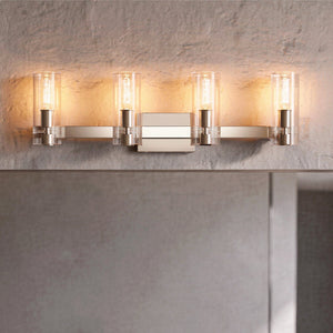 Urban Ambiance - Bath Light - UKC20355 Contemporary Indoor Bath Light, 9.75''H x 32''W x 5''Dep, Polished Nickel Finish, Rivendale Collection - 